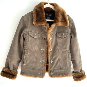 Kids Size Small Brown Faux Fur Lined Jacket